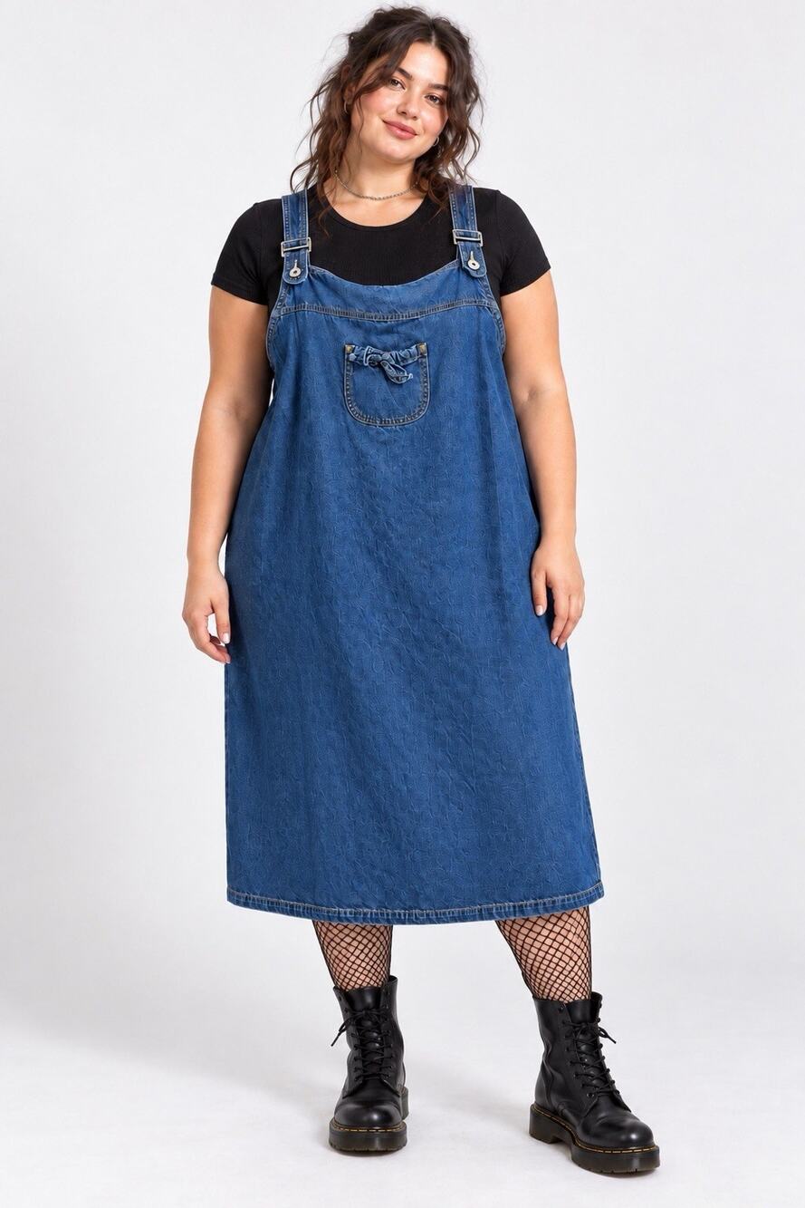 VTG Sunshine Apparel 2X Tall Denim Jumper Dress 100% Cotton Long 50”